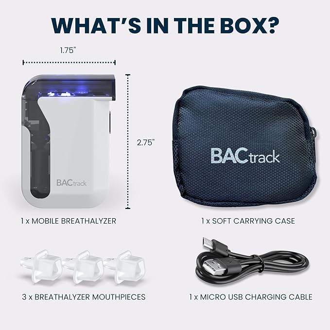 BACtrack Mobile Smartphone Breathalyzer | Professional-Grade Accuracy | Wireless Smartphone Connectivity | Compatible w/Apple iPhone, Google & Samsung Android Devices | Apple HealthKit Integration