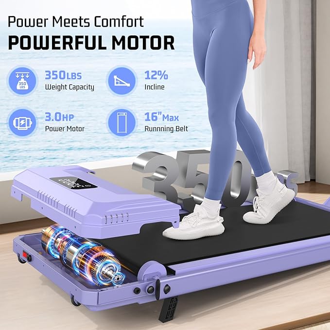 FUNMILY Upgrade Walking Pad Folding Treadmill with 12%/15% & Handle Bar, 3.5HP Foldable Under Desk Compact Treadmills for Home/Office/Gym, 400+lb Capacity, Shock Absorption