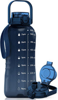 AQUAFIT 64 oz Water Bottle with Time Marker - 2in1 Straw & Chug Lid - BPA Free Big Water Bottle with Straw - Gym Water Bottle with Strap - Water Jug (64 Ounces, Nebula)