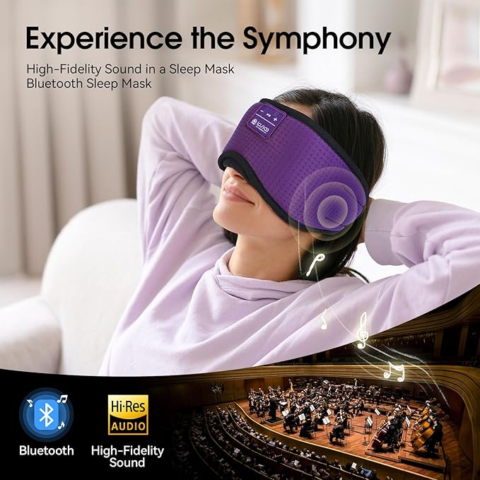 LOVE EYE Sleep Headphones Bluetooth 5.4 Sleeping Eye Mask Wireless Music Earphones with HD Speakers for Side Sleepers Total Blackout Cotton Mask for Travel, Home, Office, Unique Gifts