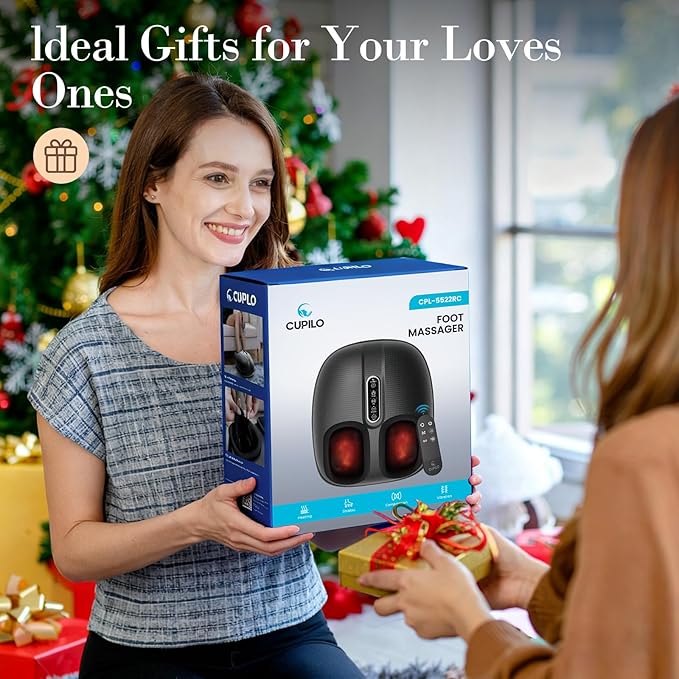 FSA Eligible Shiatsu Foot Massager for Plantar Fasciitis, HSA Store Feet Massager with Heat, Vibration and Compression, Deep Kneading for Tired Feet and Neuropathy, Mother Day Gift (with Remote)
