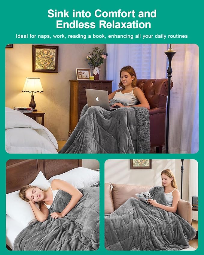 Super Fuzzy Soft Sherpa Fleece Weighted Blanket, 20 lbs Dual Sided Fluffy Heavy Weighted Blankets for Adults - No Bunching with Double Layers of Soft Inner Lining (60"x 80", 20 Pounds)