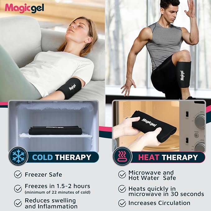 Magic Gel Elbow Ice Pack Wrap – Reusable Knee and Arm Sleeve - Hot & Cold Freeze Therapy Wrap for Targeted Areas – Compact Compression Fit for Knees, Calf, Joints, Tennis