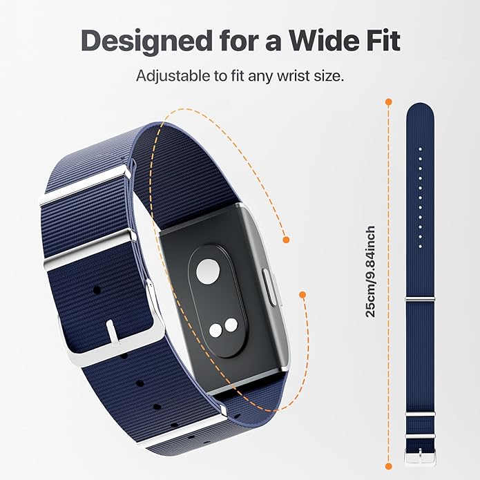 Nylon Replacement Strap Compatible with Hume Band - Breathable & Sweatproof Sport Loop for Hume Health Band - Metal Buckle & Loop Closure for Secure - Adjustable Wristband Strap for Fitness Tracker