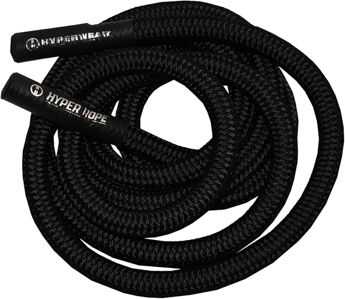 HYPERWEAR Hyper Rope Weighted Short Battle Rope 20 ft / 15 lb – Black