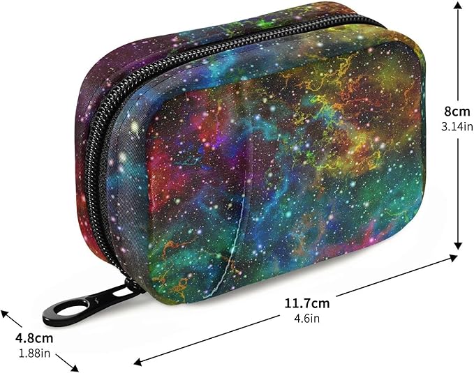 Star Sky Colorful Pill Box 7 Day Pill Case Travel Pill Organizer Bag with Zipper Portable Weekly Vitamin Medicine Supplement Holder Pouch Bag