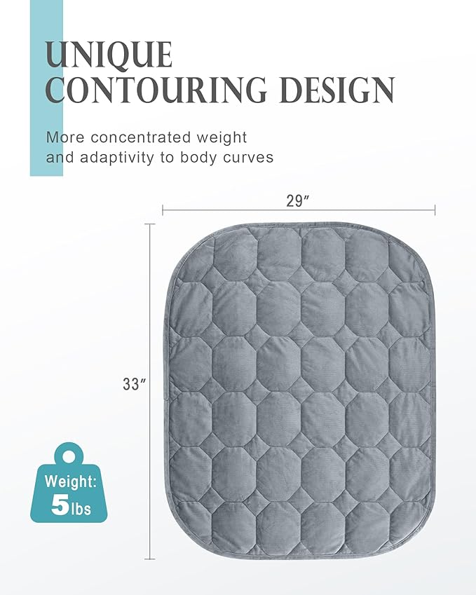 Cottonblue Weighted Lap Blanket 5lbs, Cozy Luxury Crystal Velvet Weighted Blanket for Adults, Small Weighted Blanket for Relaxation, Sleeping, Travel, Grey, 29" x 33"
