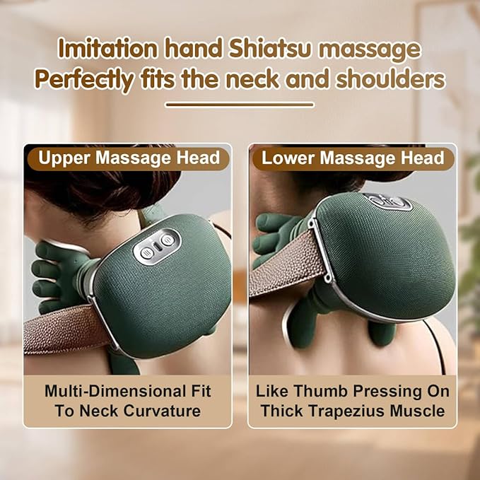 Siasoo Neck Massager With Heat-Wireless Portable Shiatsu Neck and Shoulder Deep Tissue 4D Kneading Back Massage With Fingers,Simulated Human Hand Design for Muscle Relax Massager Easter Gift for Mom