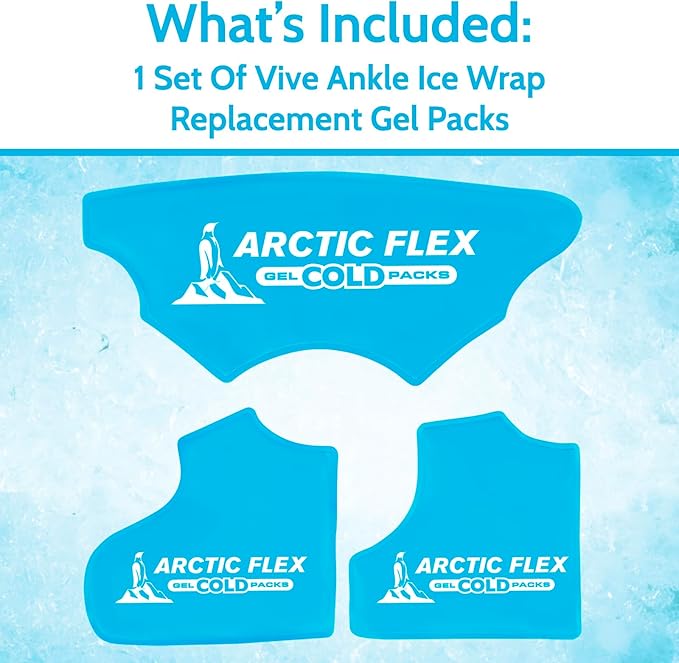 Arctic Flex Gel Replacement Packs - Ice Packs Reusable for Ankle Ice Brace - Hot and Cold Gel Pack for Injuries, Pain Relief, Swelling - Flexible Therapy Compression Wrap - Athletic, Women, Men