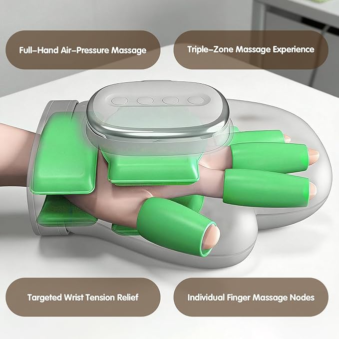 Hand Massagers, 3 Heat Settings & 5 Compression Levels Smart Hand Massager, 2000mAh Cordless with Soothing Warmth for Hand & Wrist Discomfort - Hand Massager with Heat and Compression