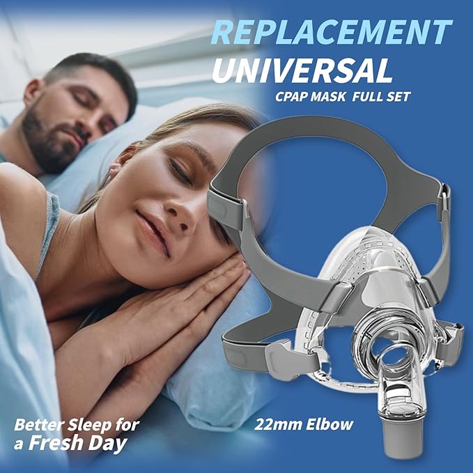 Full Face CPAP Mask, Full Cover Replacement Kit, Comfort Series Nasal CPAP MASK, Cpap Masks Includes Headgear, Cushion, Frame and Elbow(L)