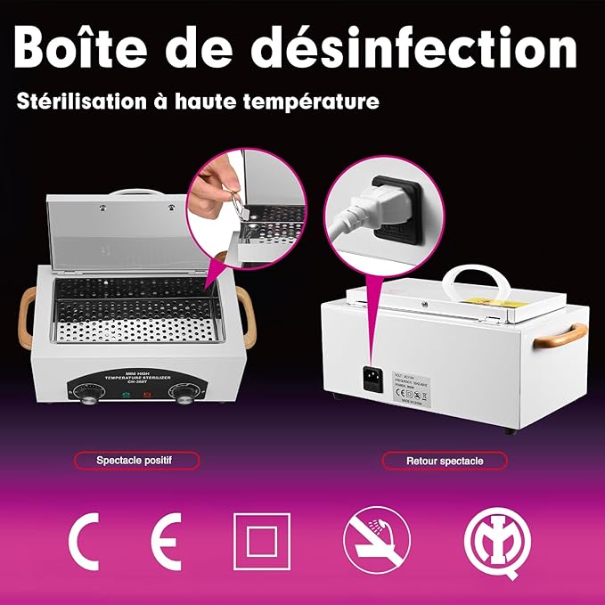 High Temperature Sterilizer Autoclave Machine 110V 300W Nail Tool Sterilizer Dry Heat Sterilizer Dental Tool Sterilizer esterilizador de manicura 1.5L Salon Equipment for Metal Tools with Handle