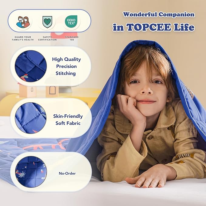 Topcee Weighted Blanket (7 lbs, 40" x 60") Cooling Throw Heavy Blanket for Sleeping Apply to 40-60 lbs, Soft Thick Breathable Blanket with Glass Bead, Easy Care