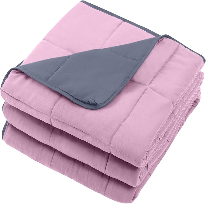 Weighted Blanket for Adults 20lbs, 80"x87", King Size Cooling Heavy Throw Blanket for 130-220lbs, Microfiber Soft Thick Big Blankets Weighted Comforter Gift for Sleeping, Pink Grey