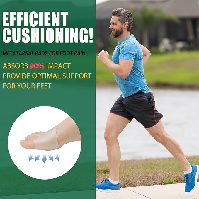 4Pcs Toe Separators & Metatarsal Pads for Women & Men - Ball of Foot Cushion, Gel Toe Spacers for Pain Relief, Metatarsalgia, Morton’s Neuroma, Long Hours of Standing or Walking