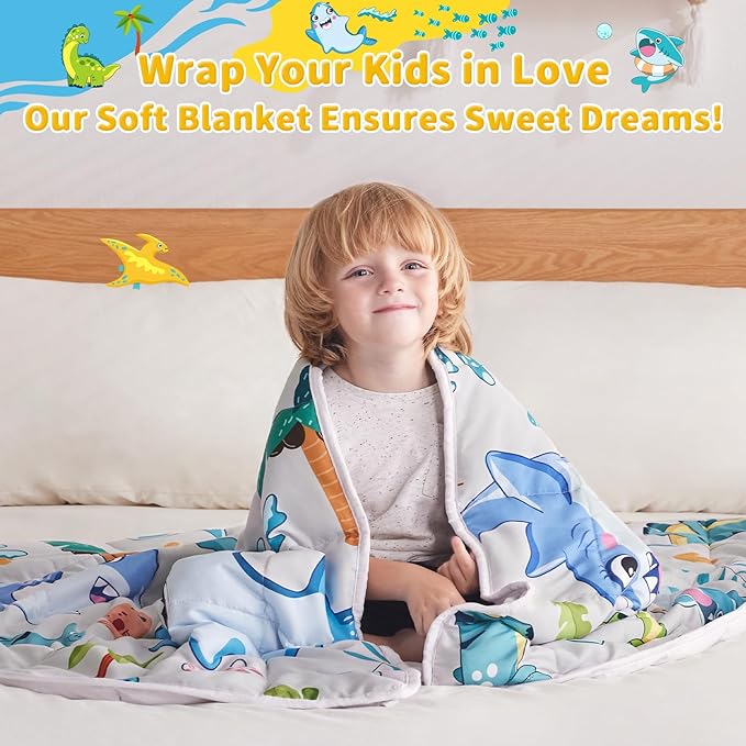 anfie Weighted Blanket Kids (36"x48" 5lbs) Weighted Blanket Cooling Blanket for Sleeping,Throw Size Breathable Blanket with Premium Glass Bead(White Shark)