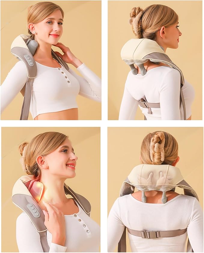 Snugger Neck and Shoulder Massager with Heat, Cordless Neck Massager for Pain Relief Deep Tissue, Shiatsu Neck Massager, Heated Neck and Shoulder Massager, Muscle Relaxation Therapy