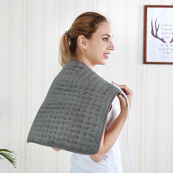 24"X20" Electric Heating pad with 6 Heat Settings, Auto Shut Off, Dry Electric Heating for Back Neck Knee Arms Legs Shoulder Heat Pads for Christmas Birthday Father's Day Mother's Day (Dark Gray)