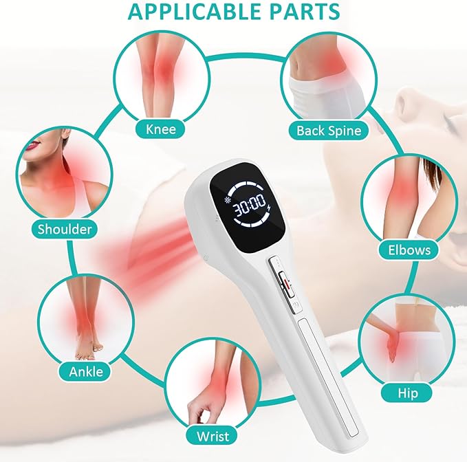 Cold Laser Therapy Device for Humans, （4x808nm + 14x650nm） Red Light Therapy for Body Pain Relief, Laser Therapy for Joint, Back, Knee, Muscle Use