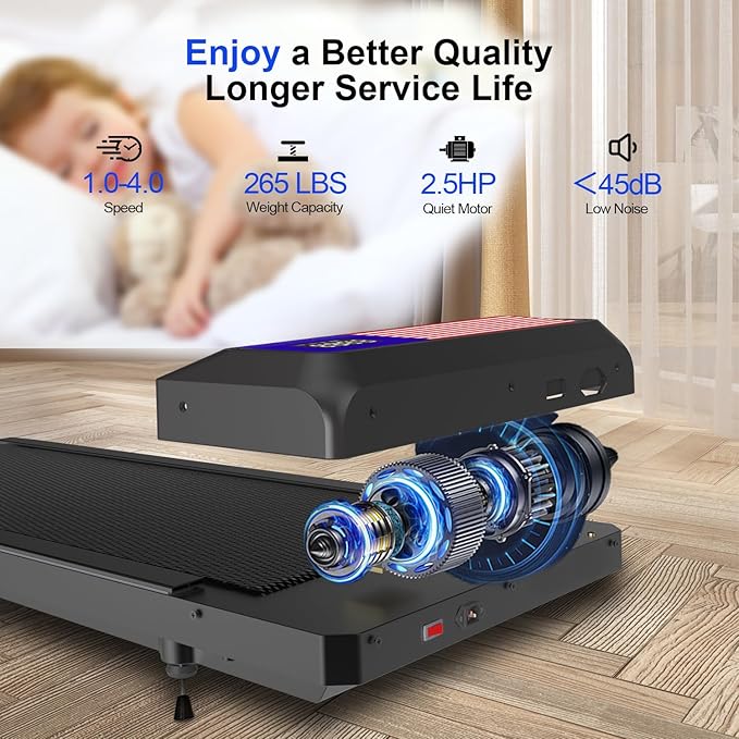 Under Desk Treadmill,Walking Pad with 5% Incline，Treadmills for Home & Office, 2.5HP Portable Treadmill with Remote Control and LED Display