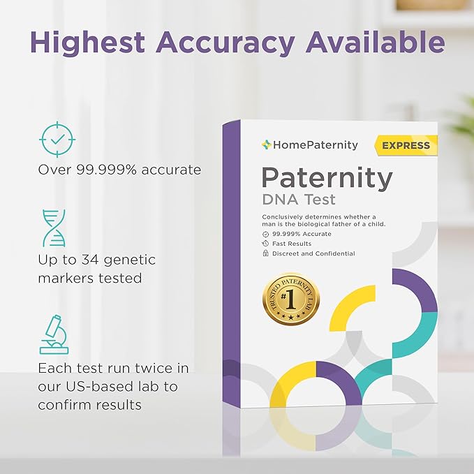 Express DNA Paternity Testing for Child and Father, Next-Day Results, Over 99.999% Confidence, All Fees Included, Includes Overnight Return Shipping to Lab