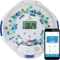EziMedPil Bluetooth Pill Dispenser w/Sound & Light Alerts, up to 9 Alarms/Daily, Key Lock, LCD & Easy Setup on SmartLife App, 28-Day Medication Dispenser for Prescriptions, Vitamins & More, Clear Lid