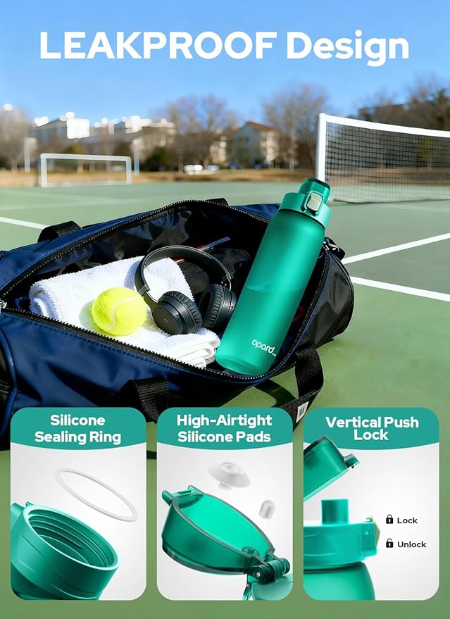 Opard 30oz/32oz Sports Water Bottle with Leak Proof Flip Top Lid BPA Free Tritan Reusable Plastic for Gym and Outdoor, Travel Water Bottle