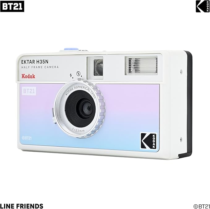 Kodak EKTAR H35N Half Frame Film Camera, 35mm, Reusable, Focus-Free, Bulb Function, Built-in Star Filter, Coated Improved Lens (Film & AAA Battery are not Included) (BT21 Edition, Single)