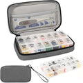 Weekly Pill Organizer 2 Times a Day, Travel Pill Box 7 Day with Large Opening, Pill Case with Handle, Pill Dispenser Medicine Organizer for Vitamins, Fish Oils, Medications, Supplements (Grey, Large)