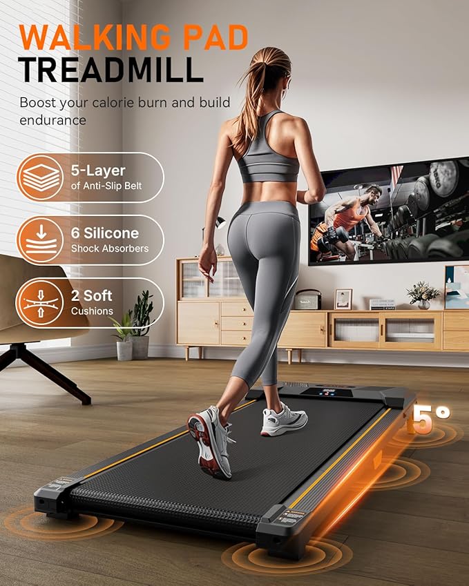 Walking Pad Treadmill, BestGod Incline Under Desk Treadmill 330lbs Capacity, 2.5HP Portable Treadmills for Home, Compact Treadmills Mini Running Machine with Remote Control