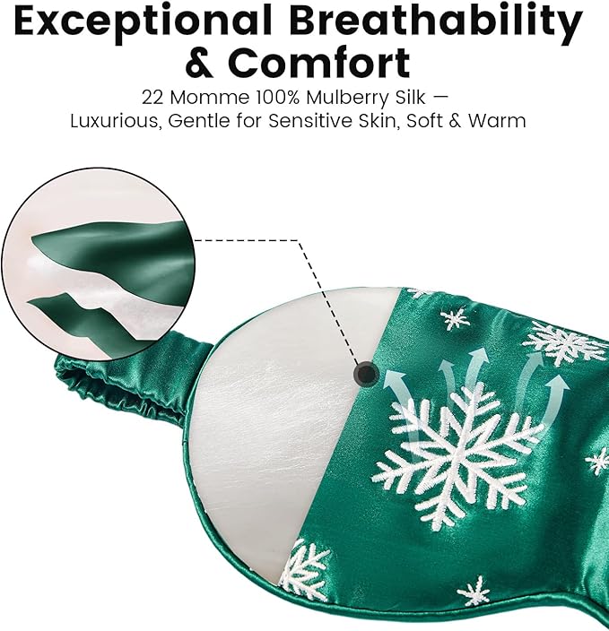 Formé & Found Luxury Silk Sleep Mask – 100% 6A Mulberry Silk, 22 Momme | Ultra-Soft Breathable Eye Mask with Comfortable Elastic Band | Premium Sleep Aid & Gift for Women & Men(Sante Green)