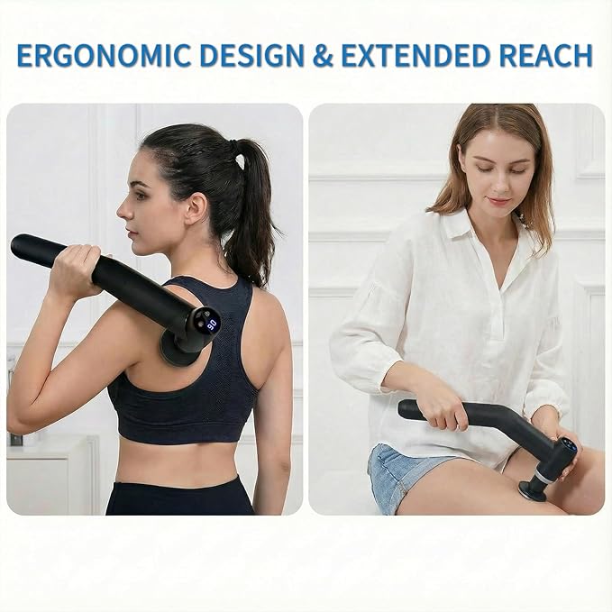 Hot and Cold Massage Gun - Detachable Extended Handle Massage Gun,Deep Tissue Massage Gun, Used for Relieving Pain in The Back/Muscles of The Neck/Body, with 6 Massage Heads, LCD Display