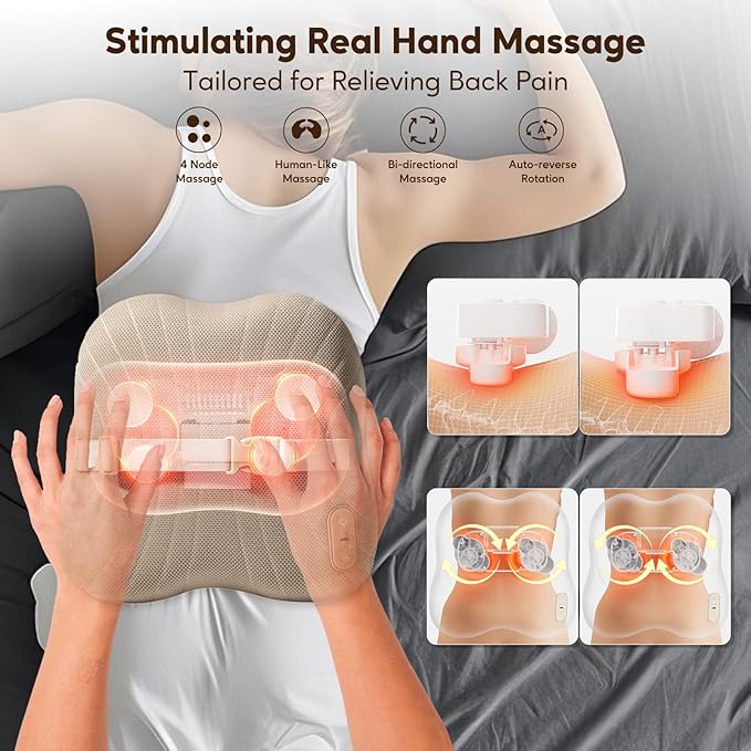 arboleaf Back Massager for Pain Relief Deep Tissue, Bluetooth App Control, Shiatsu Neck Shoulder Massager with Heat, Cordless Portable for Chair Car Office Home