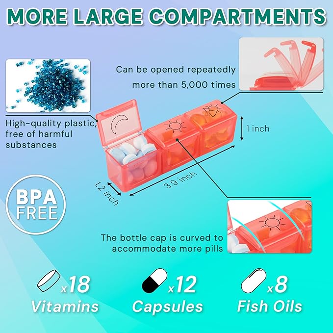 Monthly Pill Organizer, Medicine Organizer Box with Portable Hard Shell and Pill Cutter, 31 Day Pill Holder with Weekly Pill Bag (Green, 3 Times a Day)