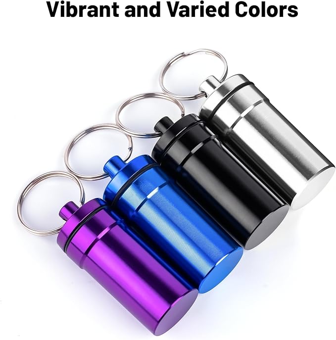 Keychain Pill Holder for Nitroglycerin, 2 Pack Waterproof Portable Travel Purse Pocket Pill Case, Keychain Mini Fob Container for 25ct Nitro/Nitroglycerin Bottle
