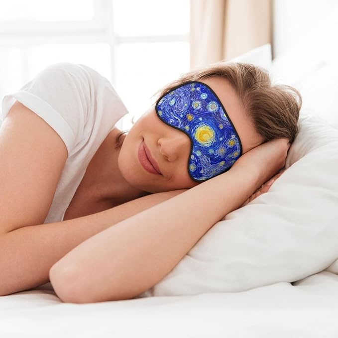 Abstract Starry Sky Sleep Mask Eye Mask with Adjustable Strap Eye Sleep Shade Cover Blocks Light for Women Men Airplane Travel Nap