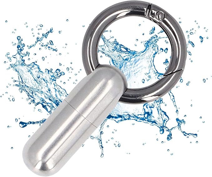 TOPINCN Stainless Steel Pills Keychain Holder, Airtight Leakproof Small Capsules Container Case, Lightweight Portable Pills Bottle for Hiking Travel Camping Outdoor (Silver)