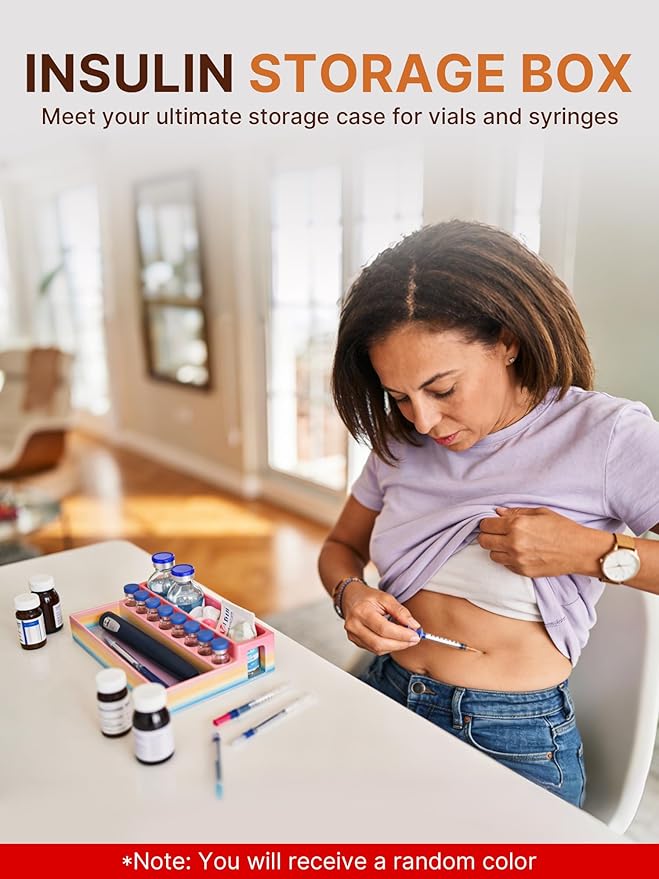 Insulin & Peptide Vial Storage Case– 3ml & 30ml Vial Holder with Space for Syringes & Prep Wipes – 3D Printed Color Mixing Design – Travel & Freezer Safe (Random Color)