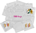 Zippered Pill Pouch Bags - 120 Pcs, Slide Lock Clear Plastic Mini Bags, BPA-Free for Pills Vitamins, Supplements, Medications, Jewelry, Crafts, Small Objects - Self-Sealing, Reusable, Travel-Friendly