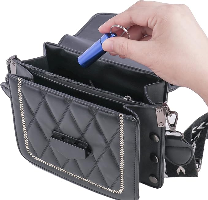 Pill Box Keychain OXYEFEI Portable Aluminum Alloy Mini Pill Box Storage Box Suitable for Outdoor Travel Wallet Pocket Pill Case (Blue)