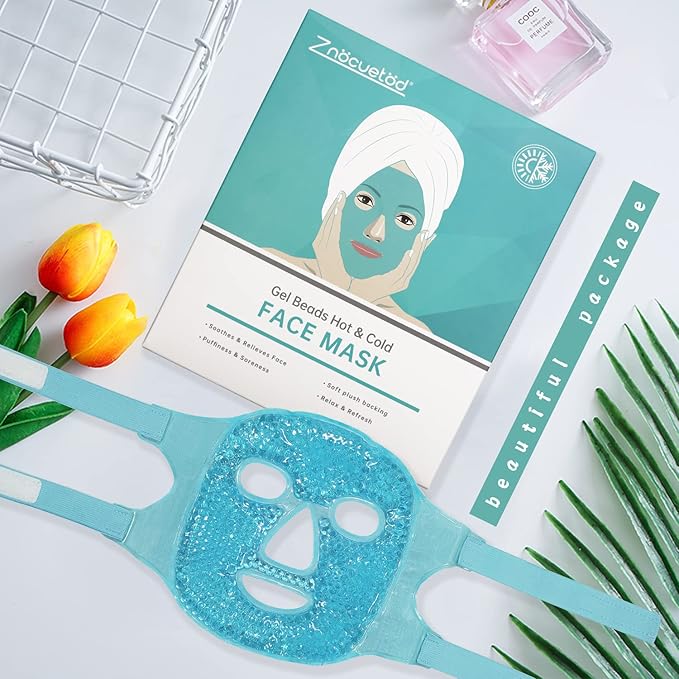 Cold Face Eye Mask Ice Pack Reduce Facial Puff, Dark Circles, Gel Hot Heat Cold Compress Pack, Face SPA Gift for Woman Sleeping, Pressure, Headaches, Skin Care, Post Laser Cosmetic Care[Blue]