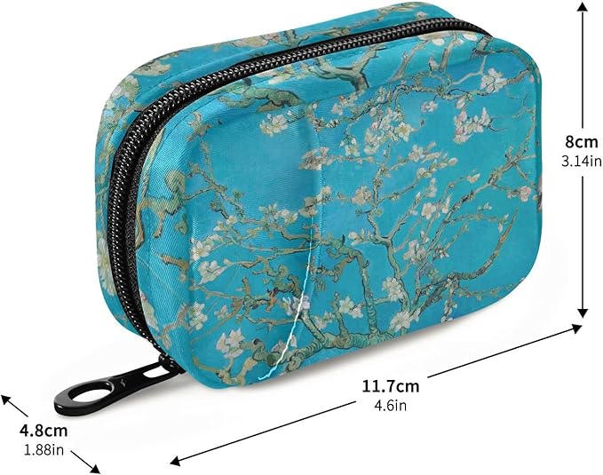 Cute Pill Organizer Weekly Travel Pill Box 7 Day Large Capacity Pill Dispenser with 8 pill Container Daily Vitamin Holder Pill Bottle Organizer Small Pill Case Almond Blosso
