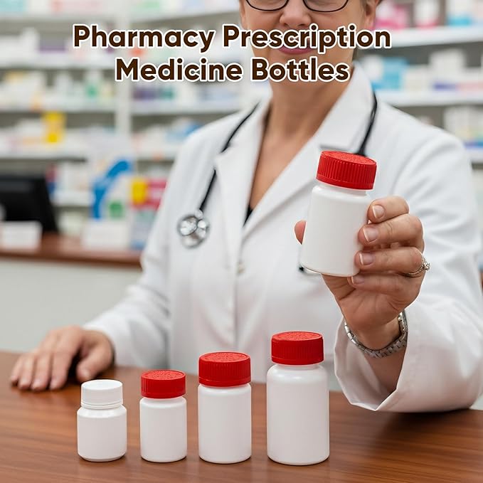 DEMORA Pill Bottle Empty with Child Resistant Cap, Wide Mouth Travel Small Pill Bottle Plastic Medicine Containiers Medicine Organizers for Medications Capsules (5 oz, 8 Pcs)