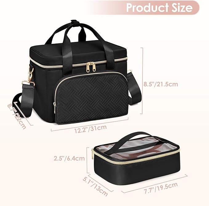 Medicine Storage Bag with 2 Medical Bags, Pill Bottle Organizer Bag Empty First Aid Bag for Travel, Home Healthcare, Black(Empty Bag Only)