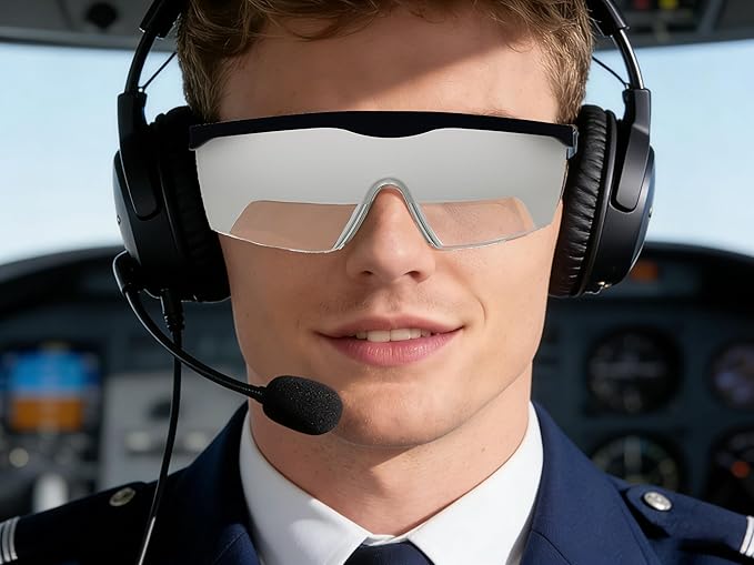 IFR Foggles for Aviation - Pilot Training Glasses with Adjustable Strap and Light Gun Signals Card - View Limiting Device for Instrument Flight