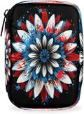 American Flag Daisy Travel Pill Organizer Box Weekly Portable Pill Case Daily Pills 7 Day Small Birth Control Pills Container Removable Compartments for Medicine Vitamins Fish Oil