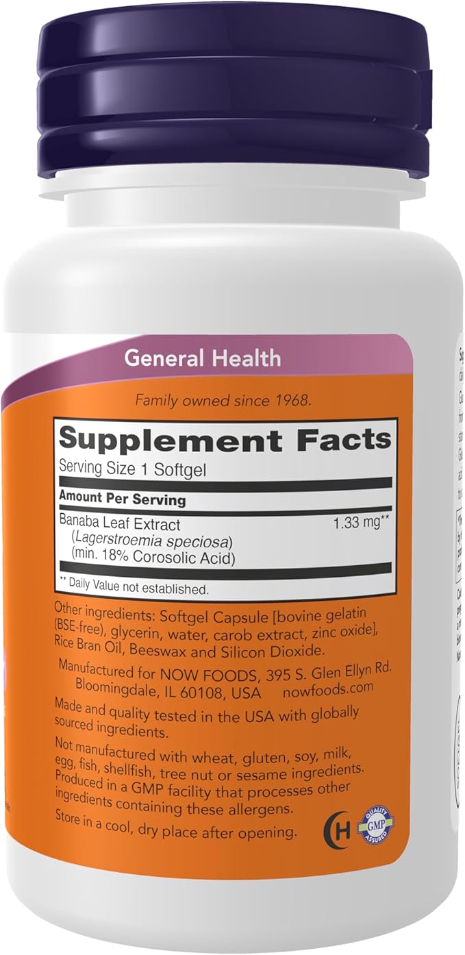 NOW Foods Supplements, GlucoFit® with 18% Corosolic Acid, Supports Glucose Metabolism*, 60 Softgels