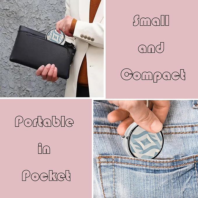 Metal Pill Organizer - 3-Compartment Mini Round Pill Case for Pocket & Purse, Portable Vitamin Holder, Easy-Open Design for Travel - Abstract Geometry