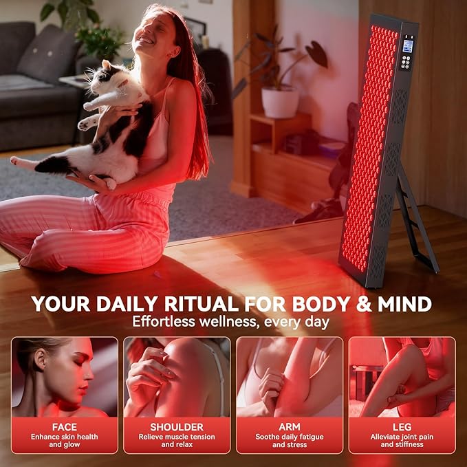 Red Light Therapy Box, 5in1 LED with 630-660-810-830-850, Metal Case, 3 Modes Red Light Panel with Soft Belt, 6 Timing Set - 9 Pulse Modes - 4-Level - Red Light Therapy Panel for Body