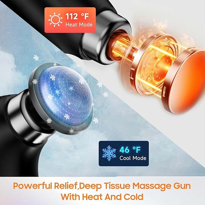 Massage Gun with 10 Replacement Heads, Massage Gun with Heat, Back Massager for Pain Relief Deep Tissue, Massager for Shoulder & Back Muscle Recovery, (Black)